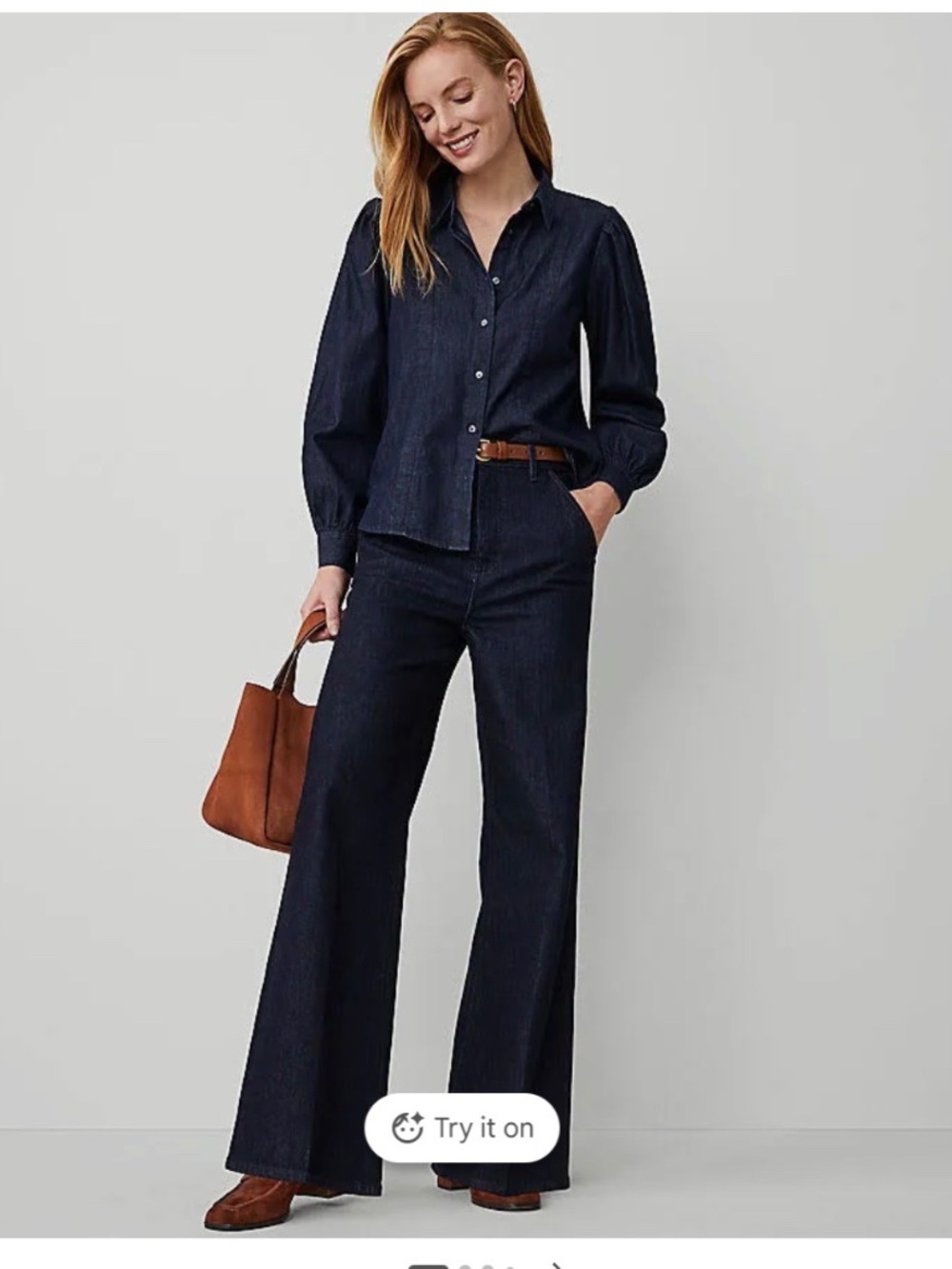 Ann Taylor Dark Indigo Wide Leg Denim Set